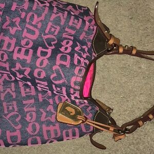 Dooney & Bourke Pink and Blue Shoulder Bag with Vibrant Design